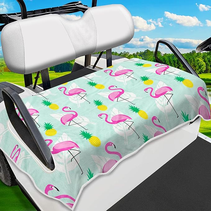 Golf Cart Seat Covers, Golf Cart Seat Towel Blanket, Suitable Yamaha, EZGO, Club Cars, Icon and More 2-Seats Cart, 100% Microfiber, Essential Golf Cart Accessories, 51'' x 31''