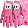 FINGER TEN Womens Golf Glove Right Handed Golfer Left Hand Rain Grip Hot Wet All Weather Value 2 Pack, Golf Gloves Breathable Flexible for Ladies Women