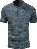 TAPULCO Mens Collarless Golf Shirts Short Sleeve Dry Fit Stretch Casual Breathable Lightweight Tshirts