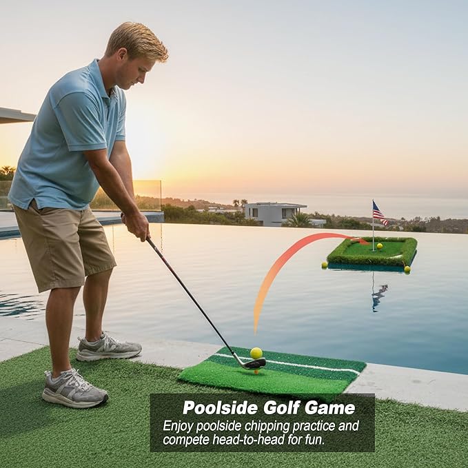 Foldable Chipping Net & Floating Green, Indoor Golf Practice Chipping Target, Backyard Golf Game & Gifts