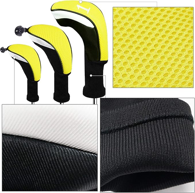 Golf Club Head Covers for Woods and Driver Hybrids Fairway Value Pack Protective Clubs Headcovers with Interchangeable No.Tags 1 3 5