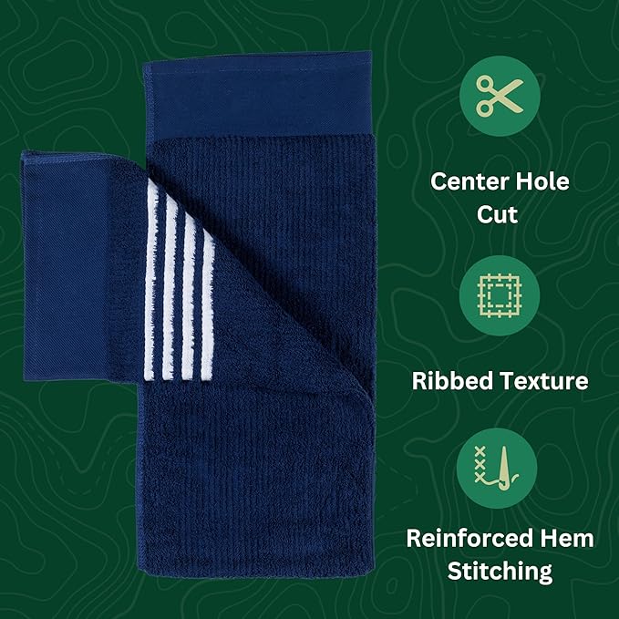 The Tour Towel | Large Golf Caddy Towel Terry Cloth, Absorbent 19" x 44", Center Cut, Perfect Hang Golf Cart Accessory and Golf Bag, Multiple Colors