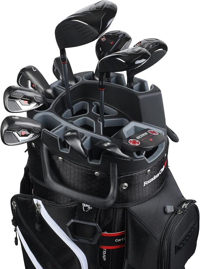 Founders Club 4th Generation Tour Series Club Lock Organizer Golf Cart Bag for Men with 14 Way Anti Rattle Divider Top- Free Snap On Rain Hood-Full Length Dividers