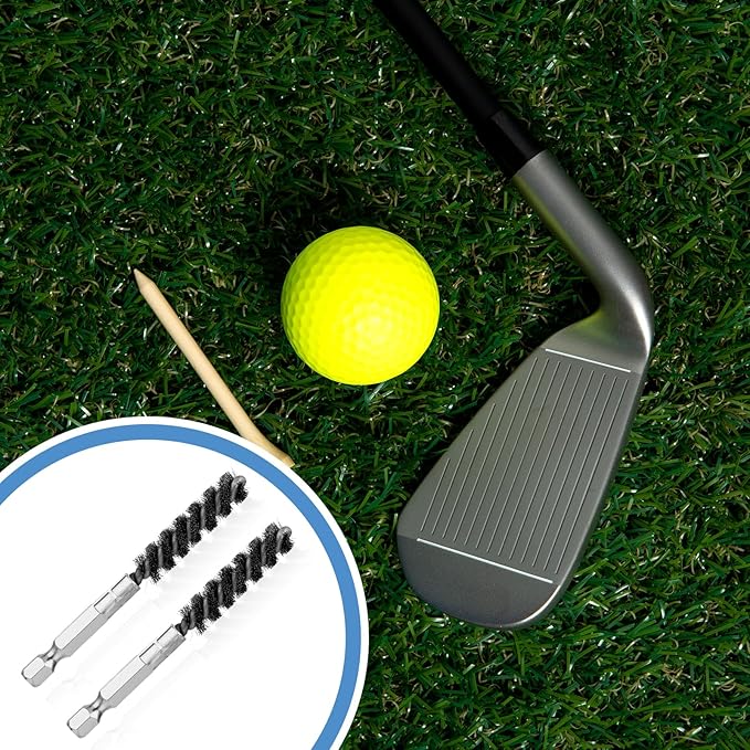 2 Pcs Golf Clubs Head Hosel Brush Golf Club Brush Wire Brush For Drill Golfs Brushes And Groove Cleaner Golfs Shaft Ferrules Hex Shank Handle Electric Drill Wire Brushes Stainless Steel Attachments