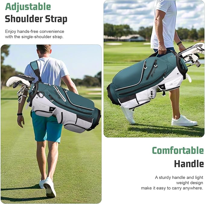 Golf Cart Bag 15 Way Organizer Divider Top Golf Club Cart Bag for Men Women with Cooler, Handles and Rain Cover