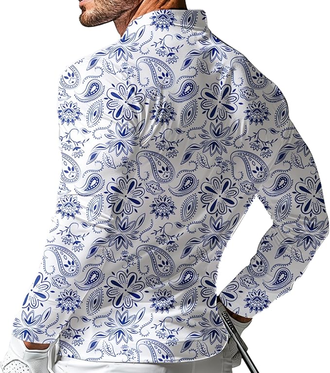 Men's Long Sleeve Golf Shirt Quick Dry 3 Button Work Fishing Outdoor Casual Collar Shirt