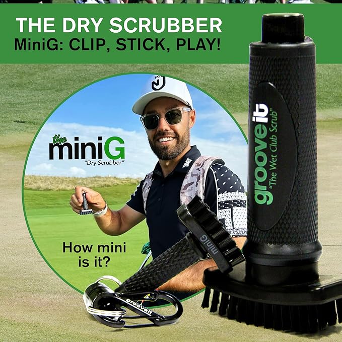 Grooveit Mini Golf Brush The Small MiniG 'Dry Scrubber' Features A Detachable Magnet, Heavy-Duty Nylon Bristles, and 3-Yr Warranty - Used On All Professional Golf Tours - Golf Accessory of 2023