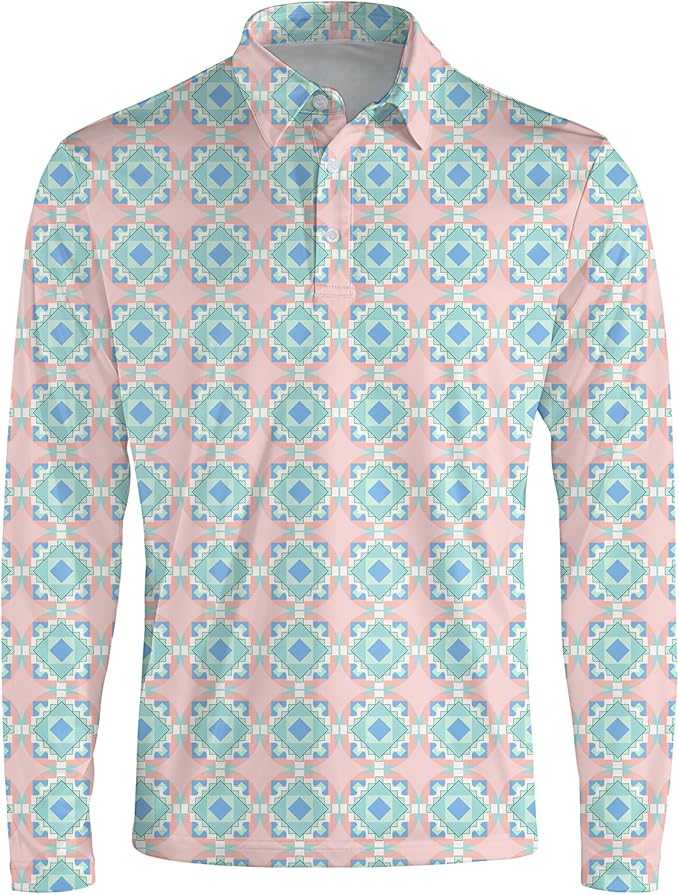 Men's Long Sleeve Golf Shirt Quick Dry 3 Button Work Fishing Outdoor Casual Collar Shirt