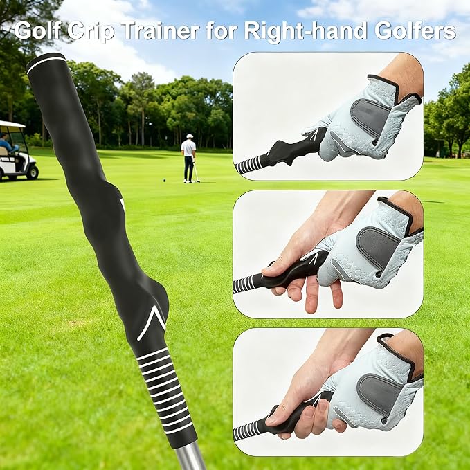 Retractable Golf Swing Trainer with Click Stick - Right-Handed Golf Grip Trainer & Swing Training Aid for Rhythm and Tempo Practice