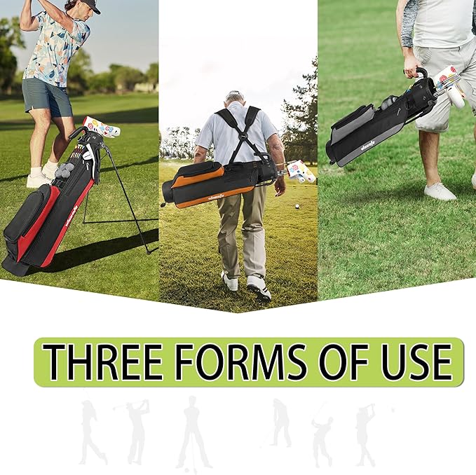 Golf Stand Bag,Lightweight Small Golf Bag,Medium Golf Carry Bag, 2-3Way Divider Men and Women with Adjustable Shoulder Strap Multiple Pockets with Golf Putter Covers