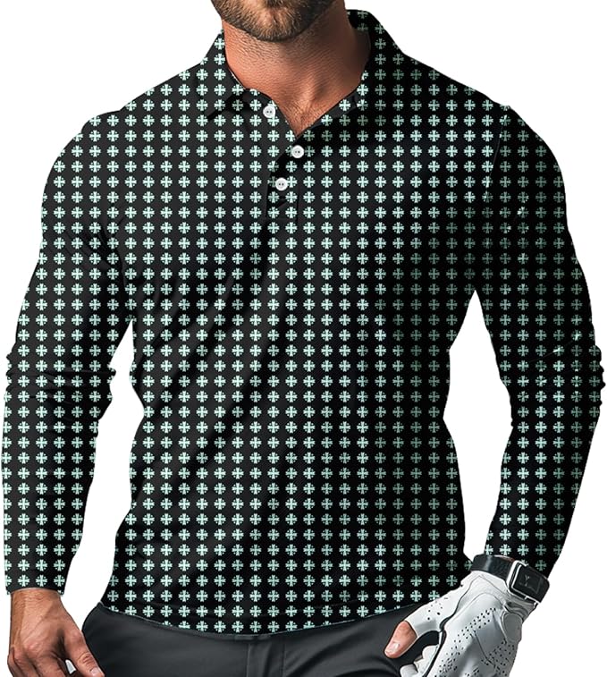 Men's Long Sleeve Golf Shirt Quick Dry 3 Button Work Fishing Outdoor Casual Collar Shirt
