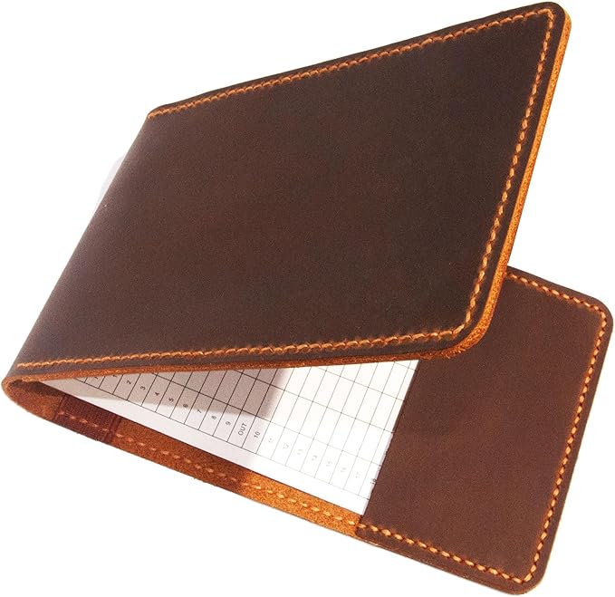 Leather Golf Scorecard & Yardage Book Holder, Personalized Golf Gift, Yardage Book Holder, Gifts for Dad, Gifts for Golfers (Pattern # 2)