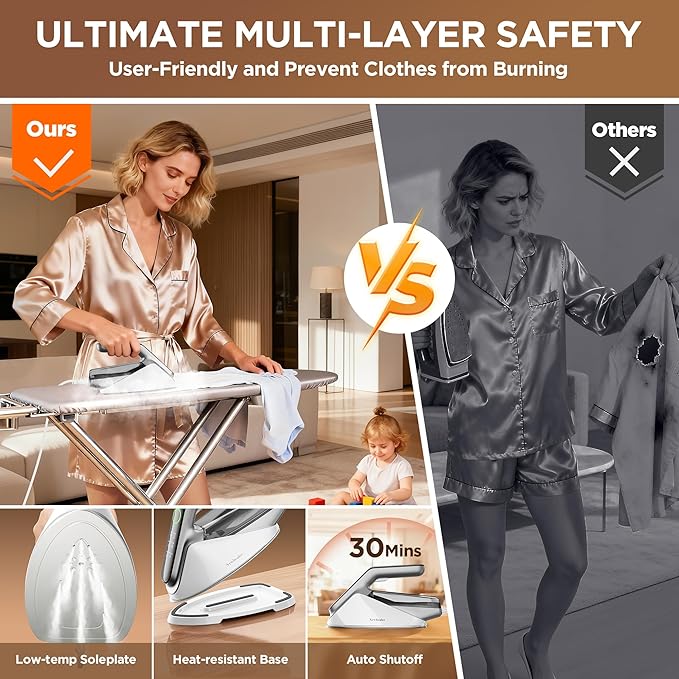 Newbealer Steam Generator Iron, 1500W Turbo Steamer for Clothes, 2 Bar Pressure Clothes Iron, 4 Steam & 4 Dry Heat Modes, Fast Heat-Up, 350ml Detachable Tank, Auto-Off, Self-Cleaning (Silver)