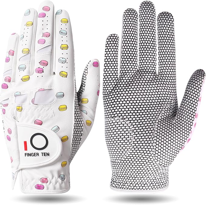 FINGER TEN Non Slip Golf Gloves Women 2 Pack for Left Right Handed Golfers, All Weather Grip & Comfortable Glove for Serious Performance, Fit Size Medium Small Large