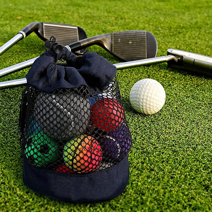 2pcs Golf Ball Pouch, Multifunctional Golf Ball Bag, Nylon Mesh Golfs Balls Bags, Suitable for Table Tennis Balls, Children's Toy Storage, and Diving, Black,Navy Blue