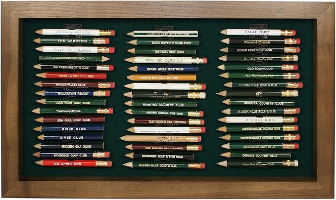 Eureka Golf Pencil Display Case | Holds 48 Round or Hexagonal Golf Pencils | Walnut Finish | Made in The USA