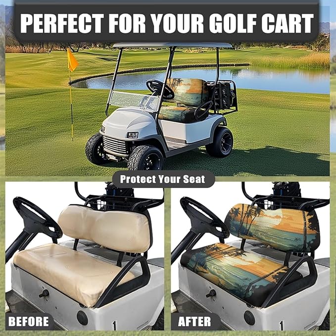 Fashion Print Golf Cart Seat Covers 2 Passenger Golf Cart Backrest Cover Golf Cart Seat Towel Gift for Friends