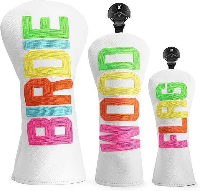 Golf Club Head Covers - 4 Options: Driver, 3 Wood, Hybrid - White Golf Driver Fairway Hybrid Head Cover