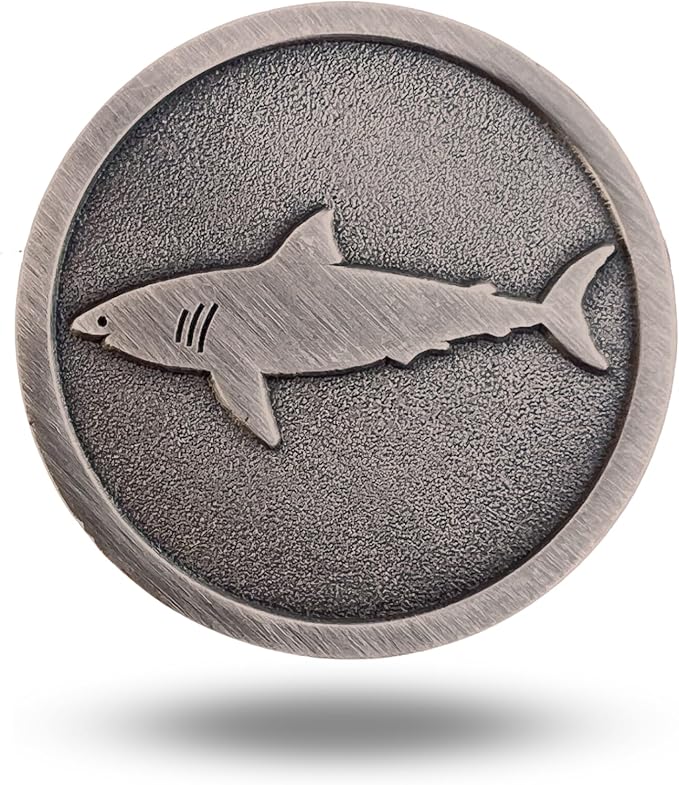 Full Metal Markers Shark Unique Magnetic Metal Golf Ball Marker Accessory with Hat Clip for Men and Women