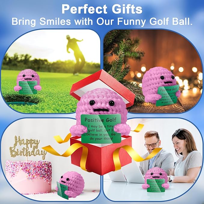 AICase Golf Gifts for Women Funny Positive Golf Ball Crochet Gag Gift Ideas, Emotional Support Nuggets for Women Golfers Accessories Tournament Mom Mothers Day Christmas Easter Birthday Stuff