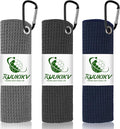 3 Pack 16" X 16" Golf Towels for Golf Bags for Men, Premium Waffle-Pattern Golf Towel with Carabiner Clip, Super Absorbent Microfiber Towel, Golf Accessories for Men, 3 Stain-Resistant Colors