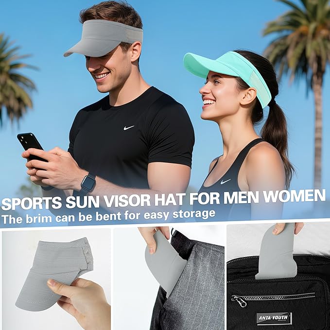 HH HOFNEN Sports Sun Visor Cooling Lightweight Stretchy Packable Running Golf Visor Hat for Men Women