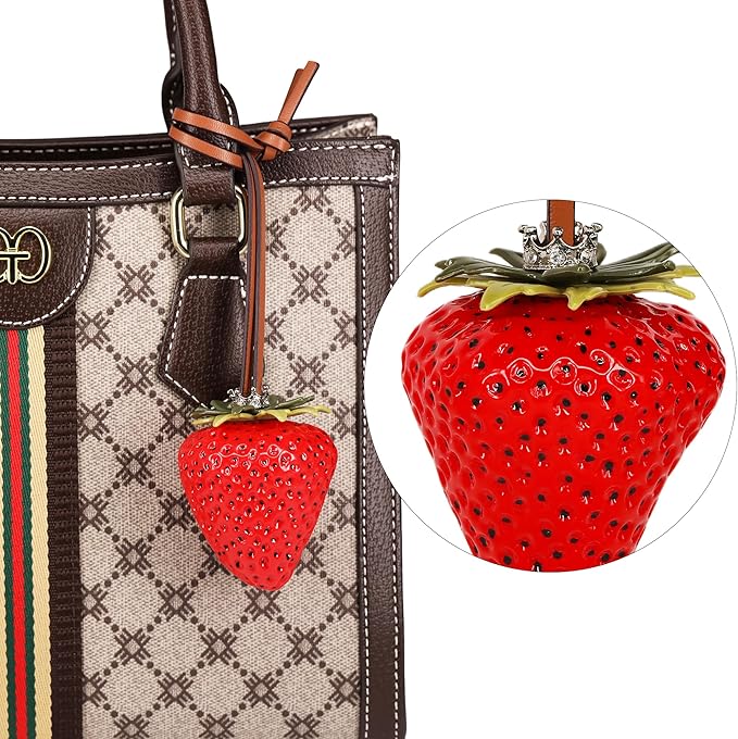 Cherry Bag Charm, Cute Strawberry Fruit Bags Charm Purse Charms Keychain Women Bag for Handbag