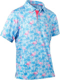 Mens Golf Shirts Quick Dry Moisture Wicking Casual Short Sleeve Performance Athletic Print Collared Stylish Men Polo Shirt