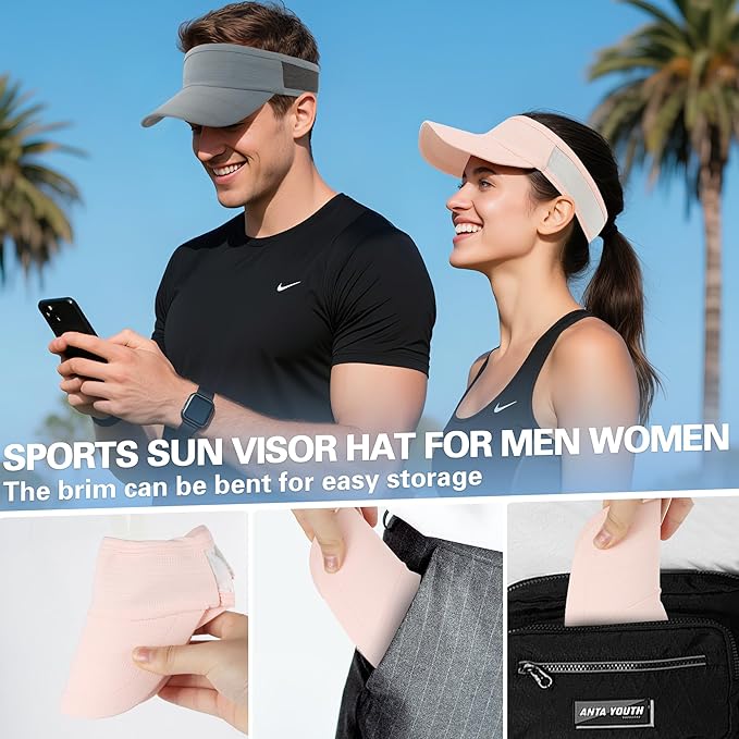 HH HOFNEN Sports Sun Visor Cooling Lightweight Stretchy Packable Running Golf Visor Hat for Men Women