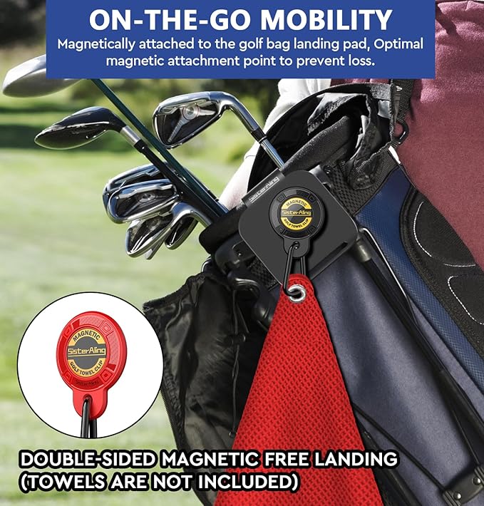 Magnetic Clip for Golf Towel,Removable Industrial Magnetic Accessories Design for Strong Hold to Golf Carts or Clubs