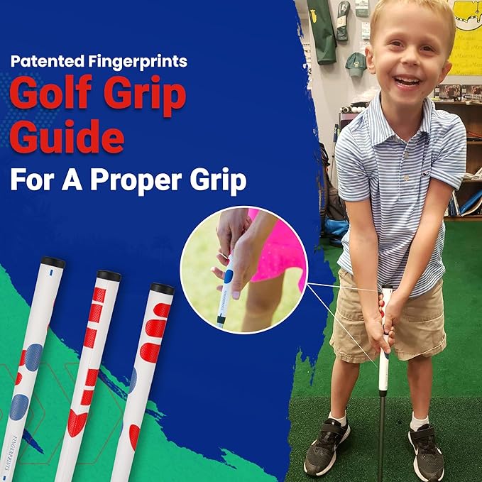 Fingerprints Junior Golf Club Set - Perfect for Junior Golfers - Left-Handed & Right-Handed Options - Complete Set in Multiple Sizes with Driver, Hybrid, 7i, PW, Putter & Stylish Stand Bag