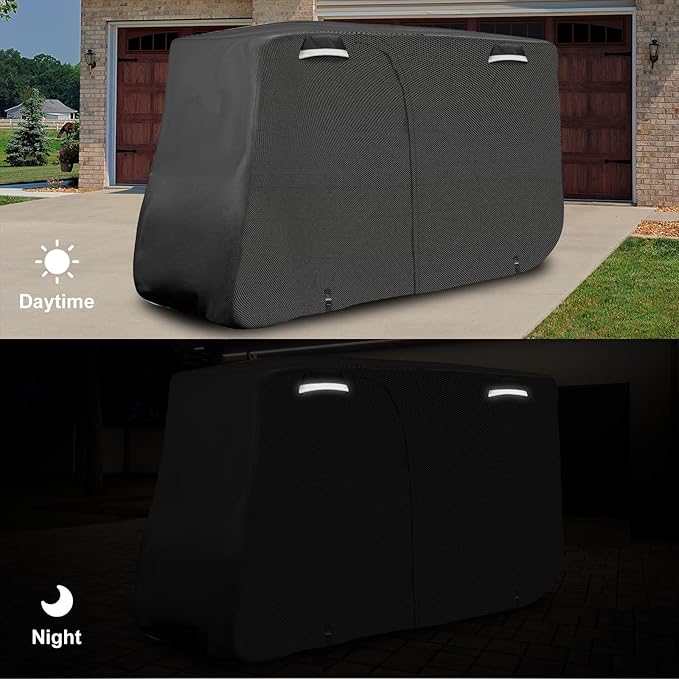 SAPUBK Golf Cart Cover Golf Cart Accessories with Side Door Ziper Compatible with Club Car/EZ-GO/Yamaha for Rain UV Dust Protection All Weather