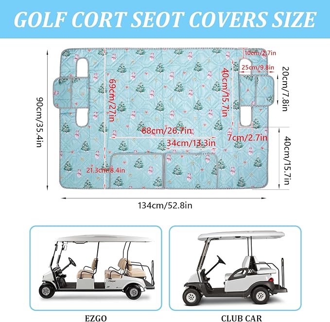 Golf Cart Seat Covers,Nonskid Bottom Golf Cart Seat Towel Blanket with 2 Front Pockets,Short Plush Surface, Soft and Comfortable,Fits for EZGO, Yamaha, Club Car and More 2 Person Seats Golf Carts