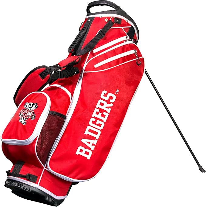 Team Golf NCAA Birdie Stand Golf Bag, Lightweight, 14-Way Club Divider, Spring Action Stand, Insulated Cooler Pocket, Hook-and-Loop Fastener Glove and Umbrella Holder & Padded Handles