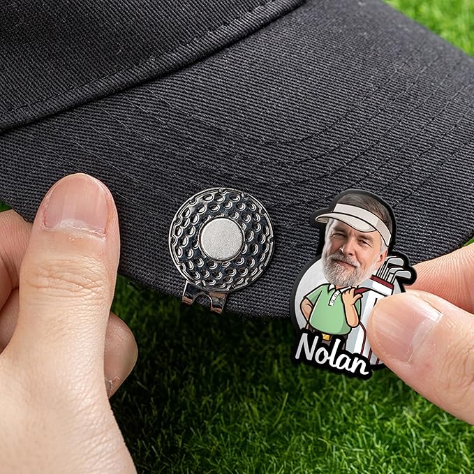 Personalized Golf Ball Marker Cartoon Funny Custom Head Photo Magnetic Golf Ball Markers Hat Clip Golf Accessories Birthday for Women Men Golfers