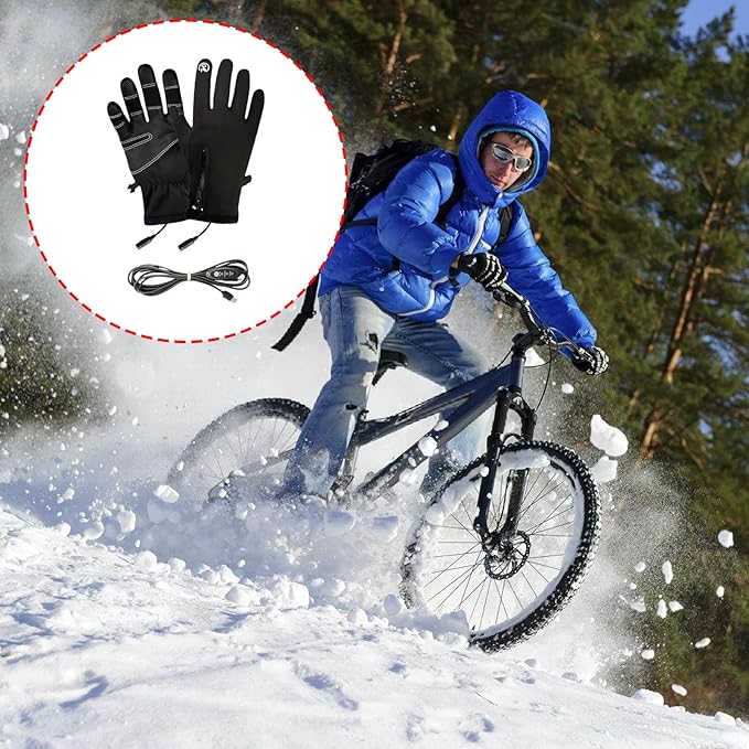 Heated Gloves for Men Women, Fast Heating Fleece Interior Gloves, Windproofing Winter Outdoor for Skiing Cycling Golf Hiking