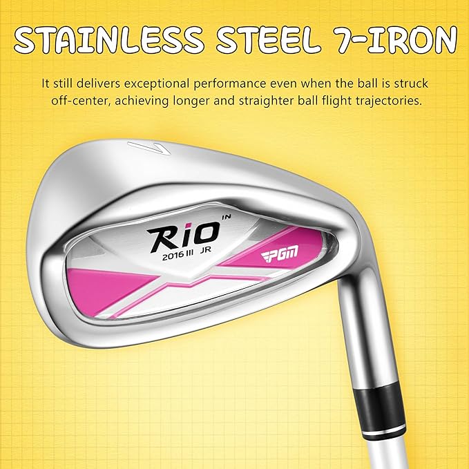 PGM Junior Golf Clubs Set - Kids Golf Clubs for Ages 3-5, 6-8, 9-12 | Right Handed - Oversized Sweet Spot 360cc Driver - Lightweight Graphite Shafts - Golf Stand Bag