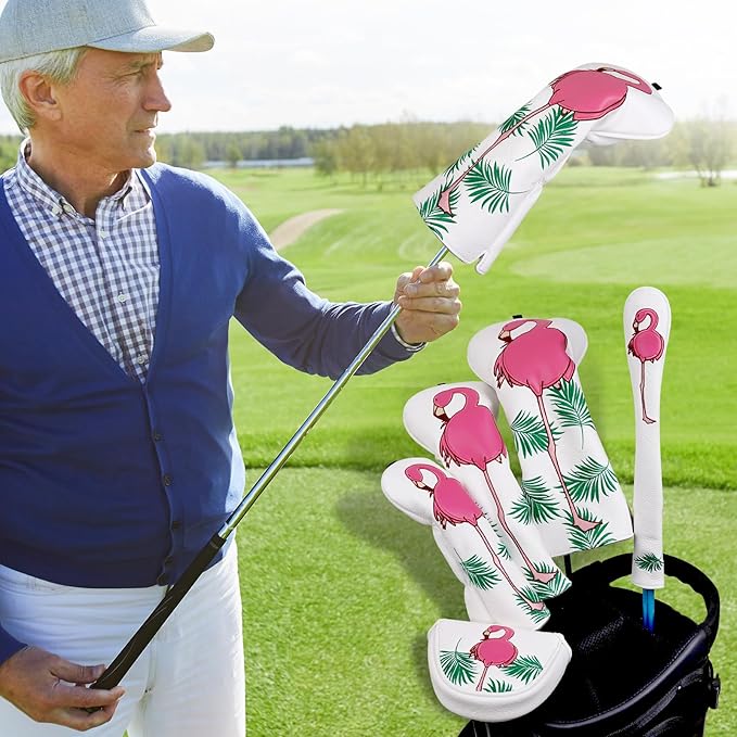 Craftsman Golf Flamingo White Golf Driver Fairway Wood Hybrid Putter Headcover Head Cover