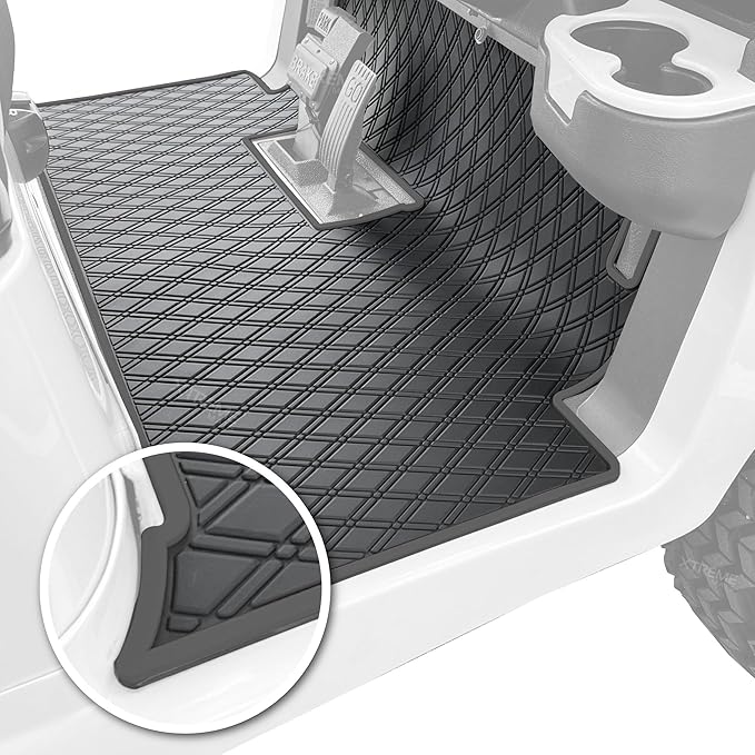 Xtreme Mats Club Car Compatible Golf Cart Mat, Full Coverage Rubber Floor Liner - Fits Club Car Models Precedent (2004-2024+)/Onward & Tempo (2017-2024+)/Villager & V4L (2019-2024+) - All Black
