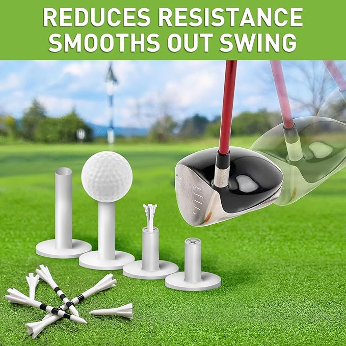 FINGER TEN Golf Rubber Tees Driving Range 3 Inch 1.5'' 2.25'' 2.75'' 3.13'' Tee Holder for Mat 1.5'' 2'' with Plastic Tees Indoor Outdoor Use