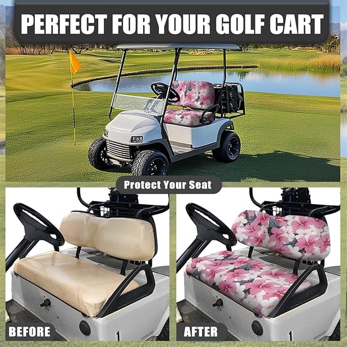 Golf Cart Seat Covers, Universal Fit & Nonskid Bottom Fits for Club Car 2 Person Seats Golf Carts