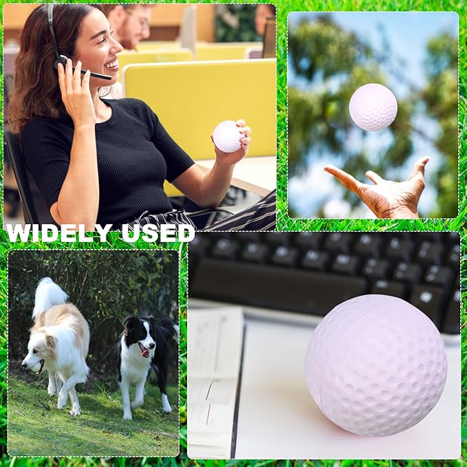 24 Pcs Mini Golf Stress Ball Bulk 2.5 Inch Foam Practice Balls for Stress Relief with 2 Black Mesh Storage Bags Sports Party Favors for Birthday Carnival Gift