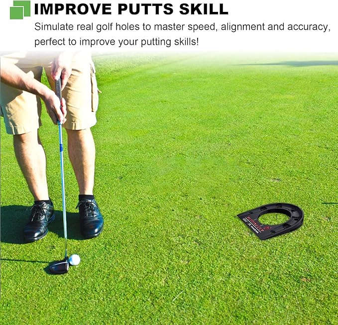 MAZEL Golf Putting Cup Hole Accuracy Trainer - Anodized Milled Aluminum Alloy Putting Training Aid for Indoor Outdoor Practice, with Carry Bag