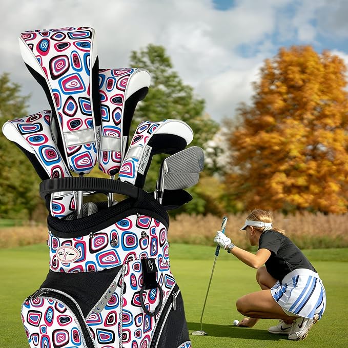 Taboo Fashions Monaco Golf Club Covers for Women - Numbered Golf Headcovers Set for Driver, Fairway and Hybrid Clubs - Weather Resistant, Pack of 4