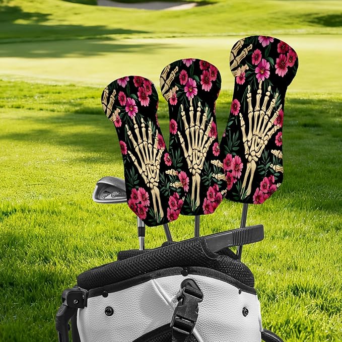 Funny Butterfly Colorful Golf Head Covers for Driver, Fairway, Hybrid & 3 Wood Premium PU Leather with Soft Velvet Lining Waterproof & Scratch-Resistant Unique Golf Gift for Men & Women