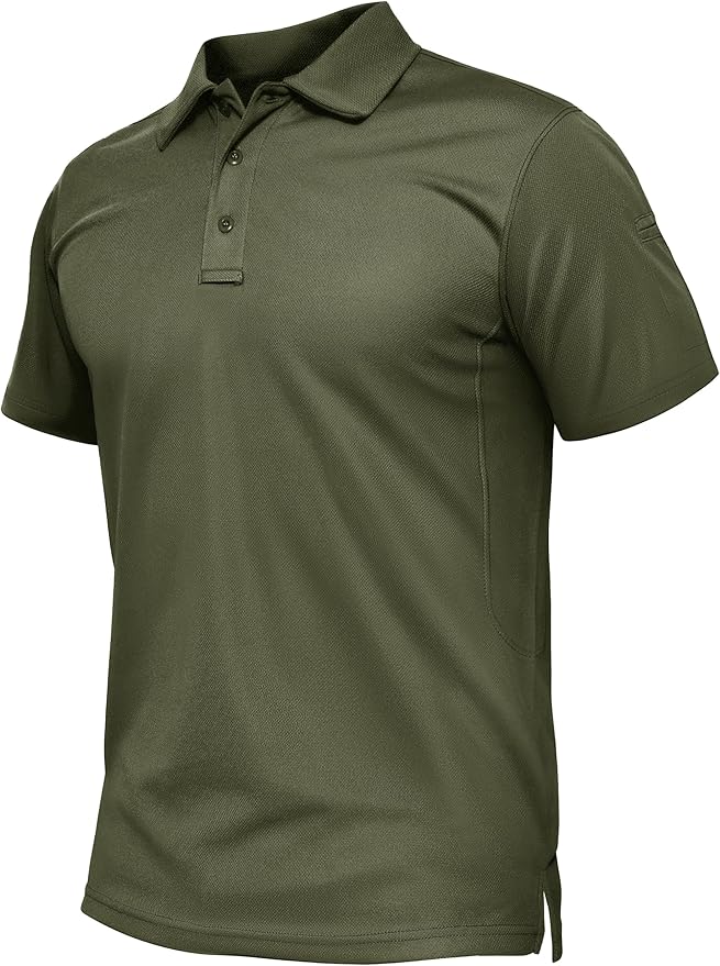 TACVASEN Mens Polo Shirt Short Sleeve Tactical Performance Collared Work Golf Shirts Dry Fit Pique Polos for Summer