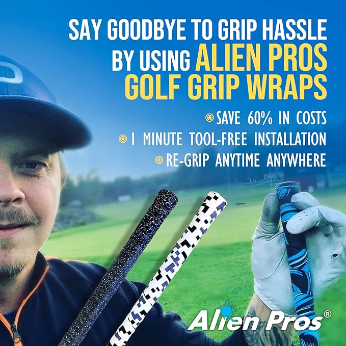 Alien Pros Golf Grip Wrapping Tapes - Innovative Golf Club Grip Solution - Enjoy a Fresh New Grip Feel in Less Than 1 Minute