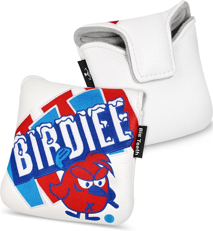 Big Teeth Driver Headcover Ice & Birdiee, Driver Covers for Golf Clubs, Funny Birdie Putter Cover,Milk Shake Ice Cream Mallet Putter Cover,Blue and Red Color