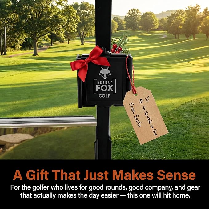 DESERT FOX GOLF Phone Caddy – Adjustable Golf Cart Phone Holder with Secure Strap for Hands-Free GPS & Golf Apps – Universal Fit