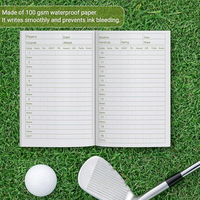 1 Pack 4X6 Inch Golf Scorecard Book, Waterproof Golf Club Yardage Book, Golf Log Notebook, Tracks 25 Rounds, Perfect for Men Golfers and Golf Club